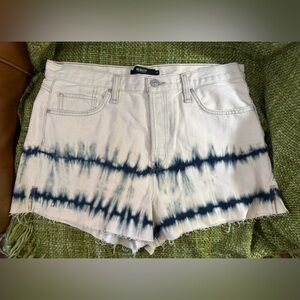 Hudson W Lori Cutoff Jean Shorts Sz.32 White Blue Tie Dye High Rise Festival